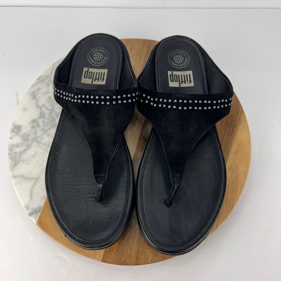 Fitflop 9 Banda Toe Post with Studs Thong Leather Women's Sandals Flip flops - Picture 1 of 8
